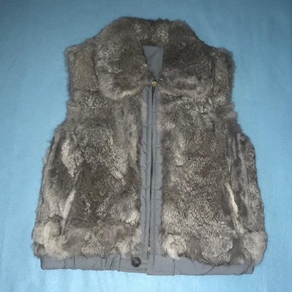 𝅺Rabbit Fur reversible vest gray unbranded zipper closure pockets NEW size S/M - Picture 1 of 10